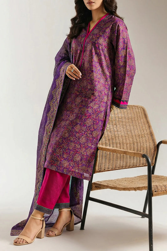 Unstitched Printed Lawn 3 Piece