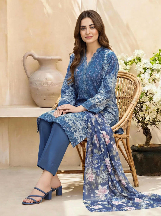 3 Piece Lawn Suit- Printed (Unstitched